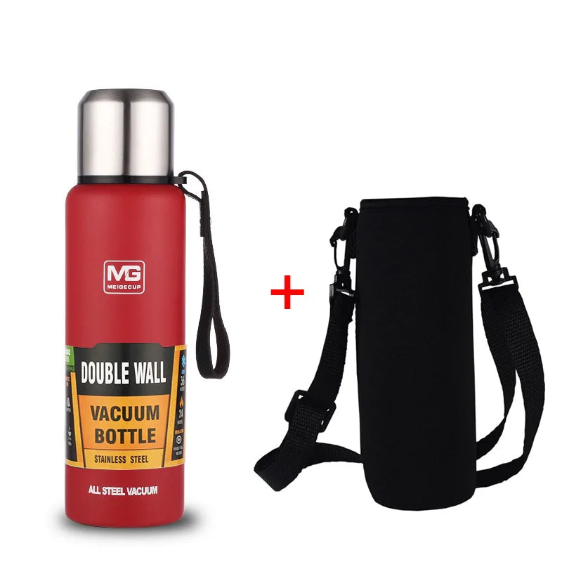 UPORS Stainless Steel Thermos Bottle – 500ml to 1500ml Vacuum Flask with Rope