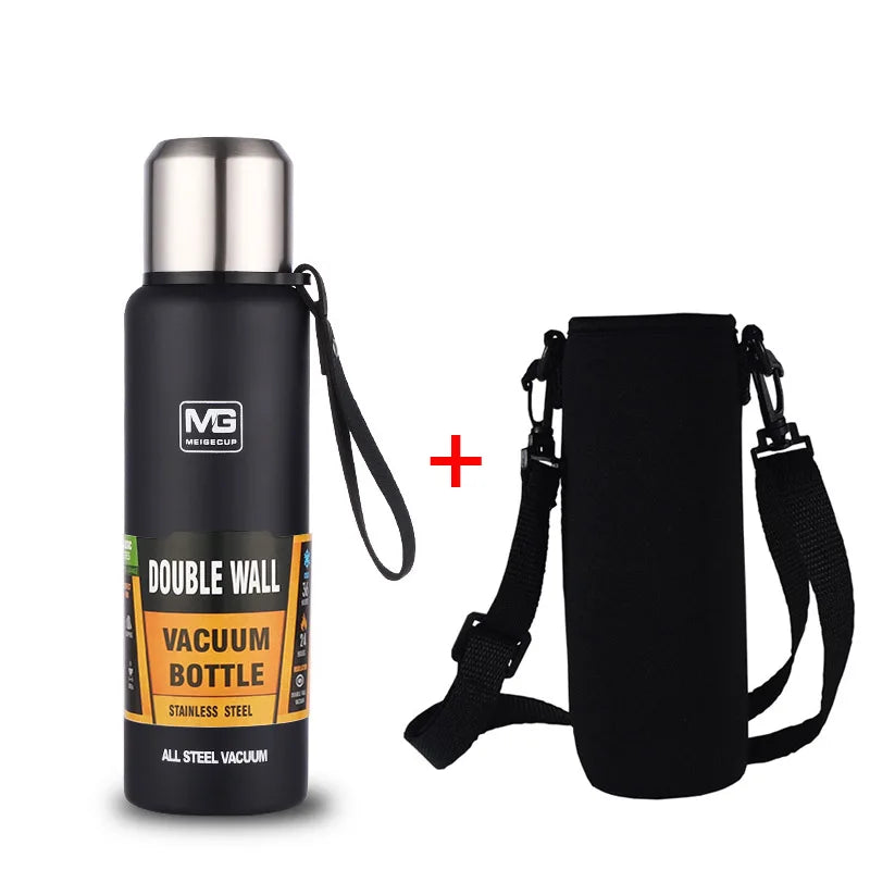 UPORS Stainless Steel Thermos Bottle – 500ml to 1500ml Vacuum Flask with Rope