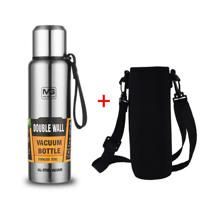 UPORS Stainless Steel Thermos Bottle – 500ml to 1500ml Vacuum Flask with Rope