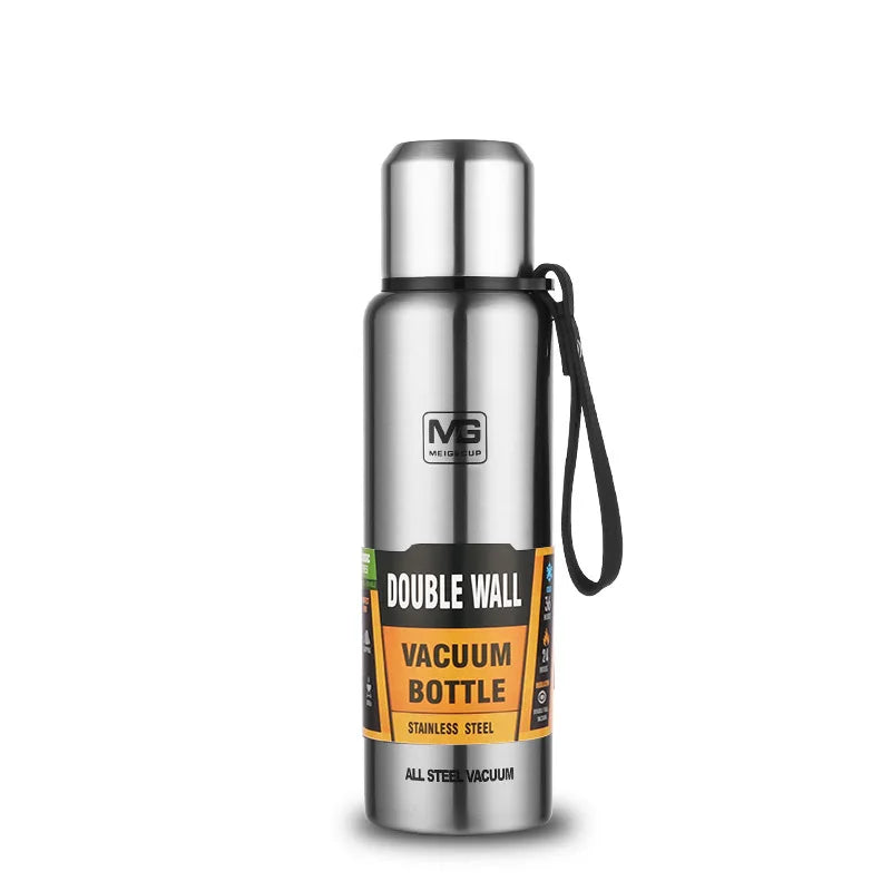 UPORS Stainless Steel Thermos Bottle – 500ml to 1500ml Vacuum Flask with Rope