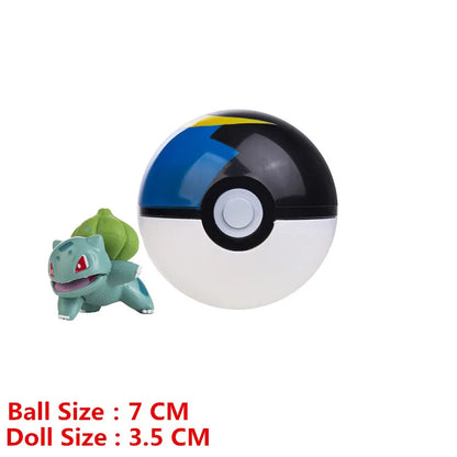 Pokemon Pokeball With Cartoons Movie Anime Figure Pikachu Charmander Eevee Squirtle Vulpix Quality Pet Action Model Toys Gifts