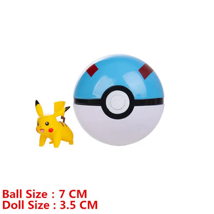 Pokemon Pokeball With Cartoons Movie Anime Figure Pikachu Charmander Eevee Squirtle Vulpix Quality Pet Action Model Toys Gifts