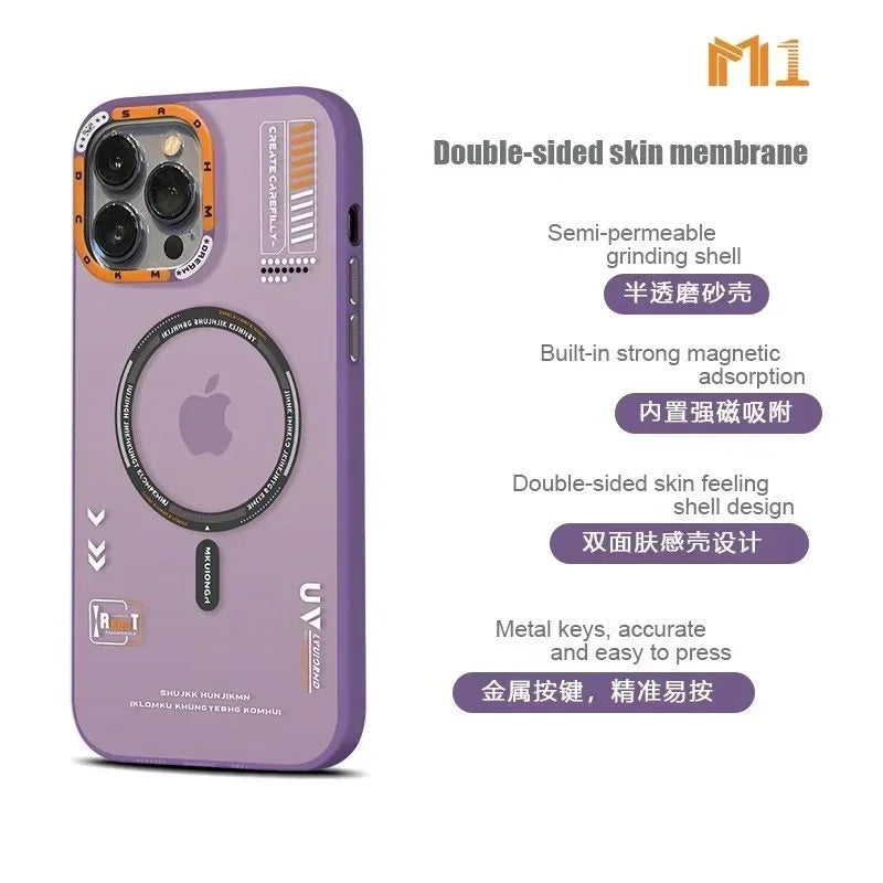 Matte Magnetic Phone Case For iPhone 12 13 14 15 16 Pro Max Megsafe Wireless Charge Frosted Back Metal Lens Frame Buttons Cover