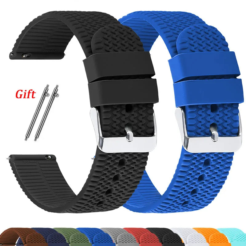 18mm 20mm 22mm Silicone Band Rubber Soft Strap for Rolex for Smartwatch Bracelet Waterproof Wristband Quick Release Watchbands
