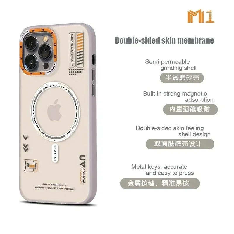 Matte Magnetic Phone Case For iPhone 12 13 14 15 16 Pro Max Megsafe Wireless Charge Frosted Back Metal Lens Frame Buttons Cover