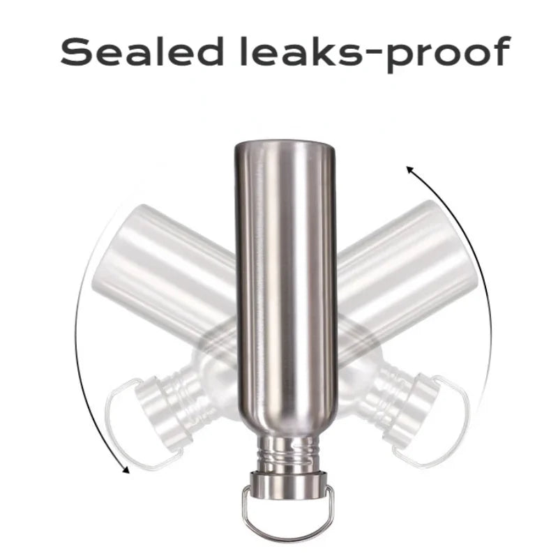 500/750/1000ml Stainless Steel Water Bottles – Single Wall Large Capacity with Lid