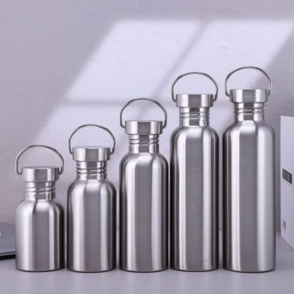 500/750/1000ml Stainless Steel Water Bottles – Single Wall Large Capacity with Lid