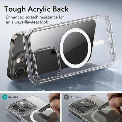 Luxury Magnetic Wireless Charge For Magsafe Case for iPhone 16 15 14 13 12 11 Pro XR XS Max 7 8 Plus Back Cover Transparent Case