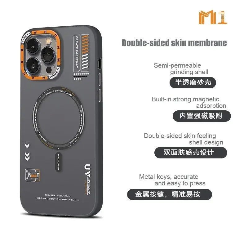 Matte Magnetic Phone Case For iPhone 12 13 14 15 16 Pro Max Megsafe Wireless Charge Frosted Back Metal Lens Frame Buttons Cover