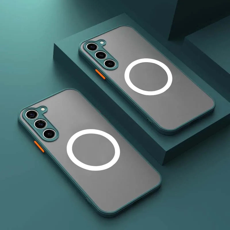 Matte Magnetic For Samsung Galaxy S23 S22 S21 S20 Ultra Plus FE A54 A53 A52 A32 A13 A34 4G 5G Case Frosted Wireless Charge Cover