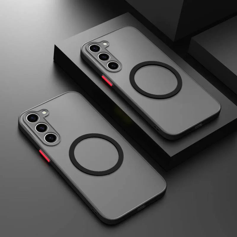 Matte Magnetic For Samsung Galaxy S23 S22 S21 S20 Ultra Plus FE A54 A53 A52 A32 A13 A34 4G 5G Case Frosted Wireless Charge Cover