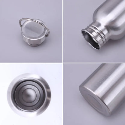 500/750/1000ml Stainless Steel Water Bottles – Single Wall Large Capacity with Lid