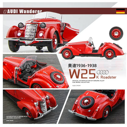 1:32 AUDI WANDERER W25K Classic Alloy Open Car Model Diecasts Metal Toy