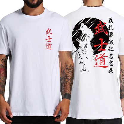 Japan Samurai Spirit T Shirts For Men Oversized 100% Cotton