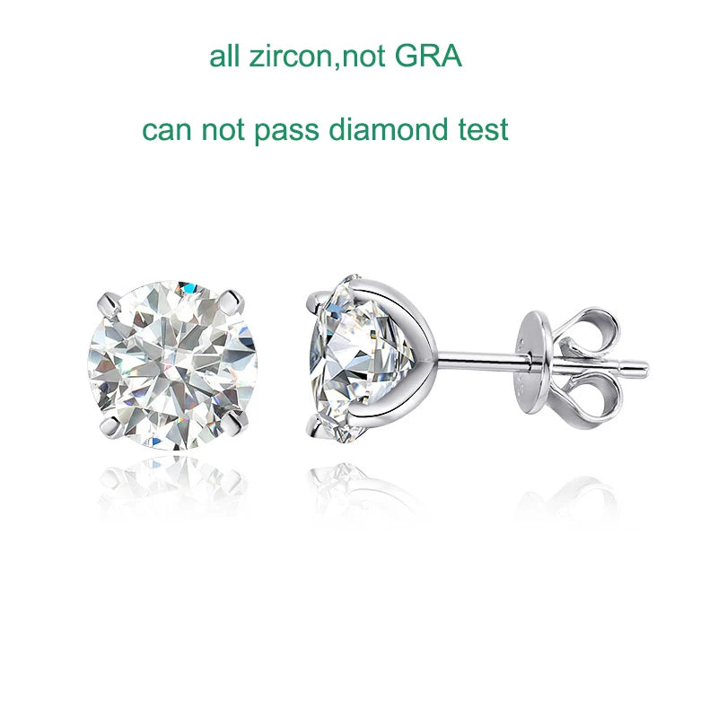 Smyoue Each 0.2-2CT GRA Certified Moissanite Stud Earrings for Women 4 Claw Sparkling Wedding Party Jewelry Sterling Silver S925