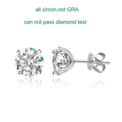 Smyoue Each 0.2-2CT GRA Certified Moissanite Stud Earrings for Women 4 Claw Sparkling Wedding Party Jewelry Sterling Silver S925