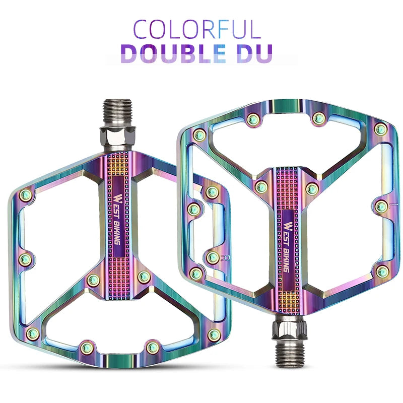 WEST BIKING Bicycle Pedal DU/ 3 Bearing Sealed MTB Mountain Road Bike Widened Pedals Anti-slip Aluminum Alloy Pedal Cycling Part