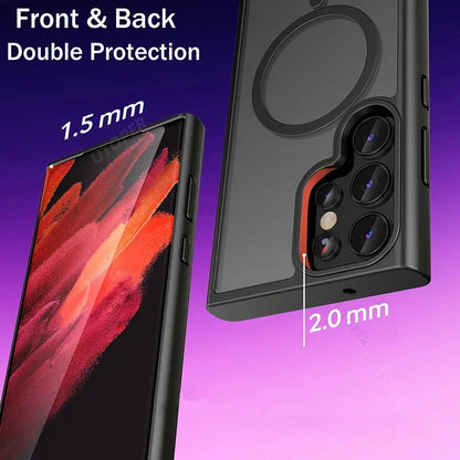 Magnetic Matte Translucent Armor Shockproof Case For Samsung Galaxy S25 S24 S23 S22 Ultra Plus S20 S21 FE Magsafe Charge Cover