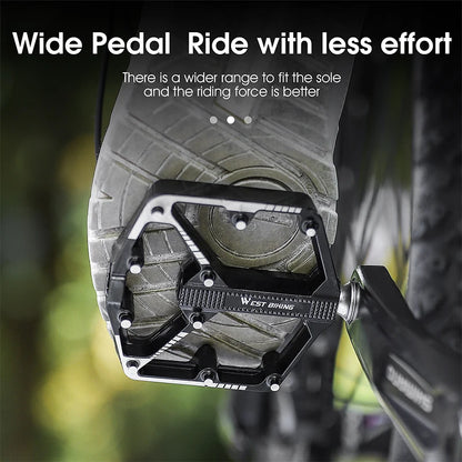 WEST BIKING Bicycle Pedal DU/ 3 Bearing Sealed MTB Mountain Road Bike Widened Pedals Anti-slip Aluminum Alloy Pedal Cycling Part