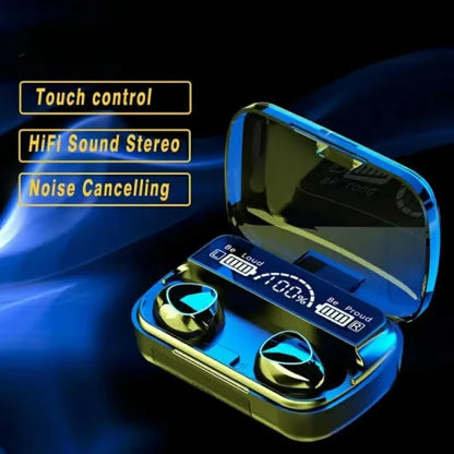 M10 Bluetooth Earphones – HiFi Stereo Wireless Earbuds with LED Display & Mic