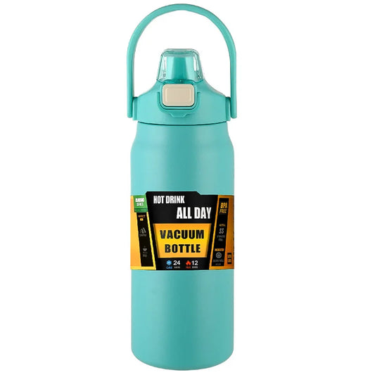 Portable Stainless Steel Thermos with Straw – Thermal Mug Tumbler for Hot & Cold Drinks
