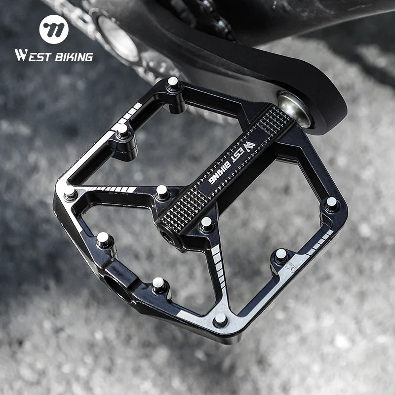 WEST BIKING Bicycle Pedal DU/ 3 Bearing Sealed MTB Mountain Road Bike Widened Pedals Anti-slip Aluminum Alloy Pedal Cycling Part