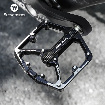 WEST BIKING Bicycle Pedal DU/ 3 Bearing Sealed MTB Mountain Road Bike Widened Pedals Anti-slip Aluminum Alloy Pedal Cycling Part