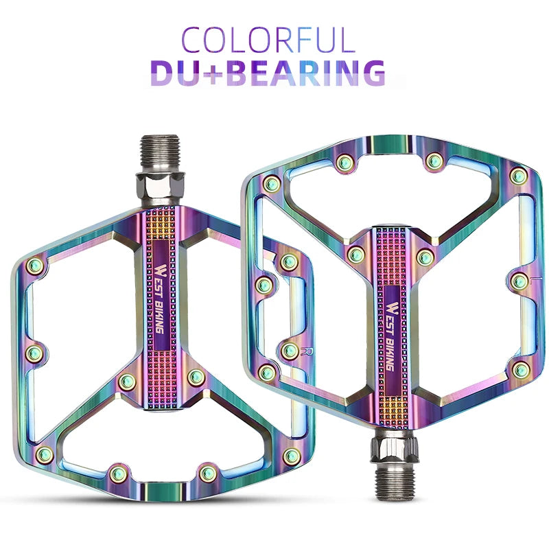 WEST BIKING Bicycle Pedal DU/ 3 Bearing Sealed MTB Mountain Road Bike Widened Pedals Anti-slip Aluminum Alloy Pedal Cycling Part