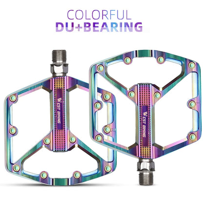 WEST BIKING Bicycle Pedal DU/ 3 Bearing Sealed MTB Mountain Road Bike Widened Pedals Anti-slip Aluminum Alloy Pedal Cycling Part