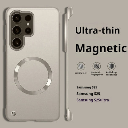 Thin Metallic Paint For Magsafe Magnetic Case For Samsung Galaxy S25Ultra S25 S24 S23 S22 Plus Ultra Borderless Cooling Cover