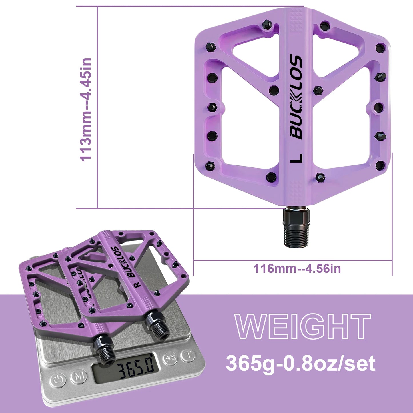 BUCKLOS Pedals DU Bearing Bicycle Pedal Platform Ultralight Nylon Road Mountain Bike Pedal Non-slip MTB Flat Pedals Bicycle Part