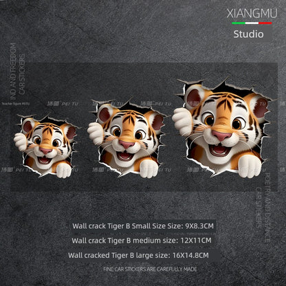 3D Cat Tiger Wall Crack Block Waterproof Car Sticker