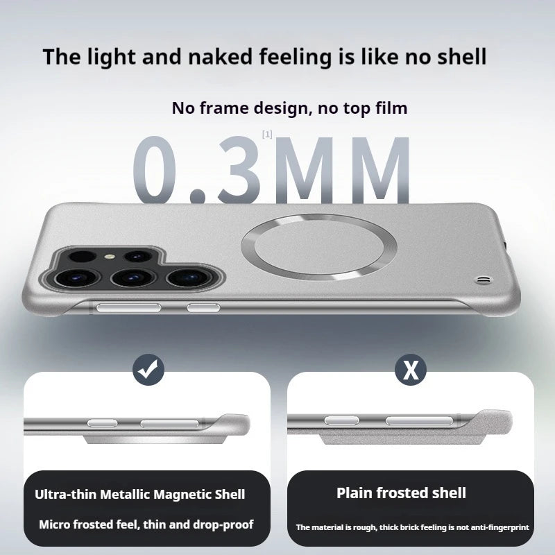 Thin Metallic Paint For Magsafe Magnetic Case For Samsung Galaxy S25Ultra S25 S24 S23 S22 Plus Ultra Borderless Cooling Cover