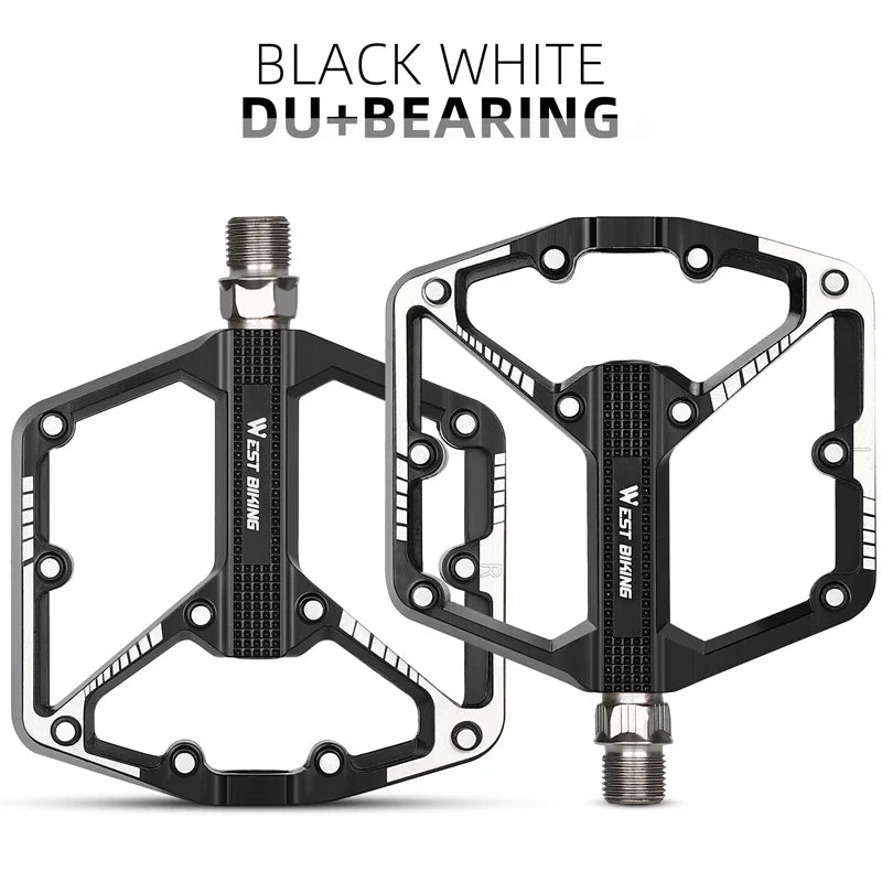 WEST BIKING Bicycle Pedal DU/ 3 Bearing Sealed MTB Mountain Road Bike Widened Pedals Anti-slip Aluminum Alloy Pedal Cycling Part