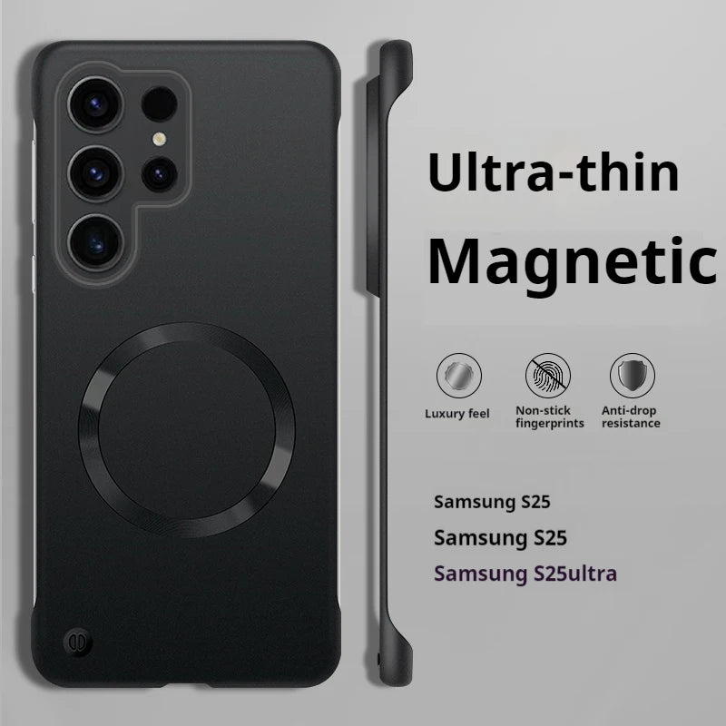 Thin Metallic Paint For Magsafe Magnetic Case For Samsung Galaxy S25Ultra S25 S24 S23 S22 Plus Ultra Borderless Cooling Cover