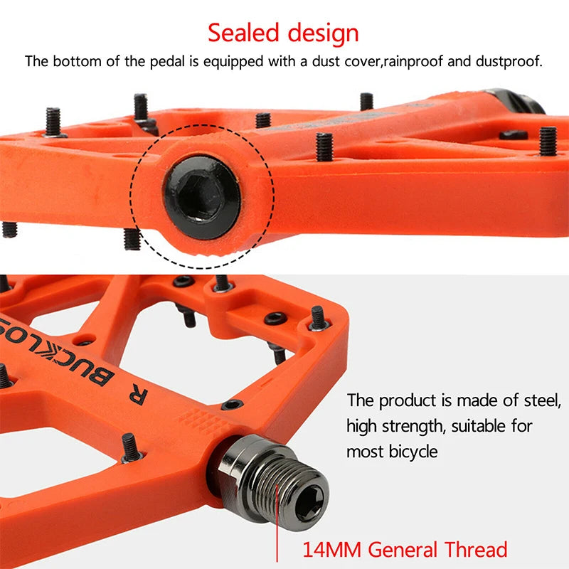 BUCKLOS Pedals DU Bearing Bicycle Pedal Platform Ultralight Nylon Road Mountain Bike Pedal Non-slip MTB Flat Pedals Bicycle Part