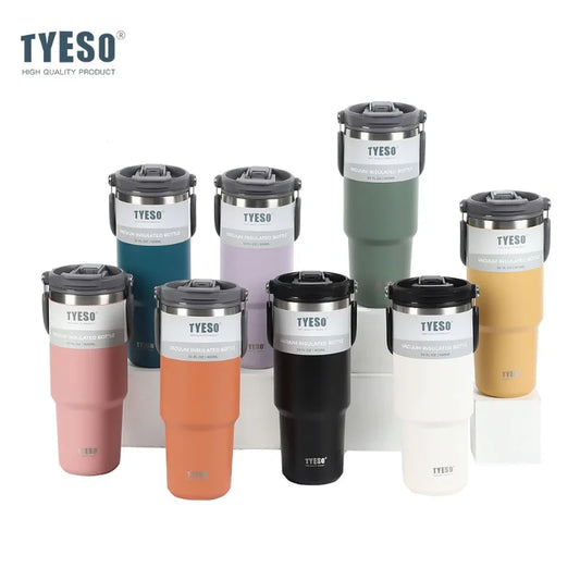 TYESO Stainless Steel Travel Mug – Double-Layer Insulated Coffee Cup & Thermo Bottle