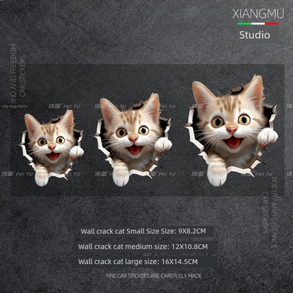 3D Cat Tiger Wall Crack Block Waterproof Car Sticker