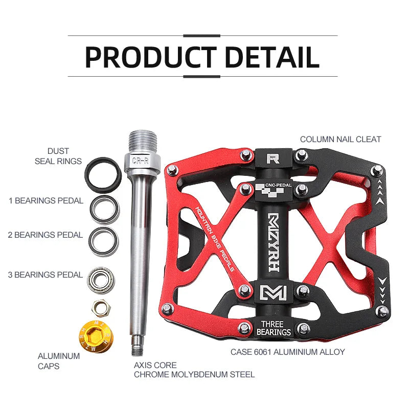 MZYRH 3 Bearings Bicycle Pedals Ultralight Aluminum  Road Bmx Mtb  Pedals Non-Slip Waterproof Bicycle Accessories