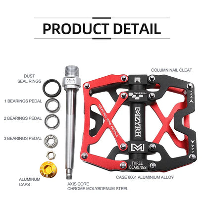 MZYRH 3 Bearings Bicycle Pedals Ultralight Aluminum  Road Bmx Mtb  Pedals Non-Slip Waterproof Bicycle Accessories