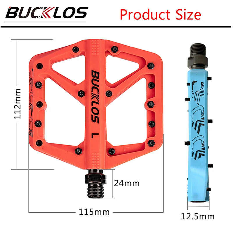 BUCKLOS Pedals DU Bearing Bicycle Pedal Platform Ultralight Nylon Road Mountain Bike Pedal Non-slip MTB Flat Pedals Bicycle Part