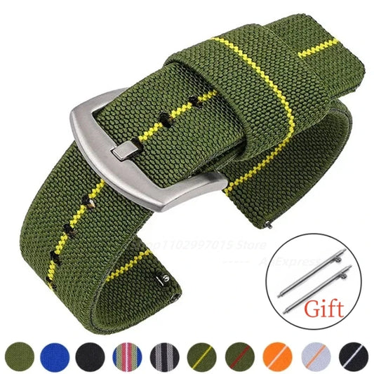 Nylon Watch Band 18mm 20mm 22mm 24mm Army Woven Elastic Strap for Seiko Quick Release Wristband Military Men's Sport Watch Band