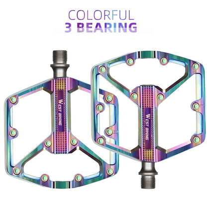 WEST BIKING Bicycle Pedal DU/ 3 Bearing Sealed MTB Mountain Road Bike Widened Pedals Anti-slip Aluminum Alloy Pedal Cycling Part