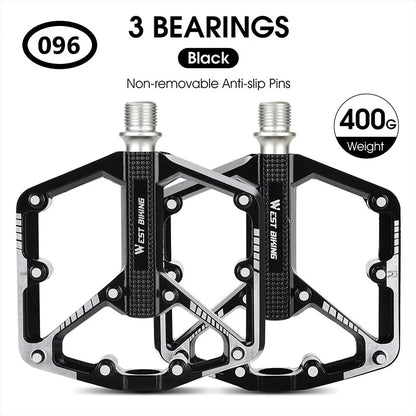 WEST BIKING Bicycle Pedal DU/ 3 Bearing Sealed MTB Mountain Road Bike Widened Pedals Anti-slip Aluminum Alloy Pedal Cycling Part