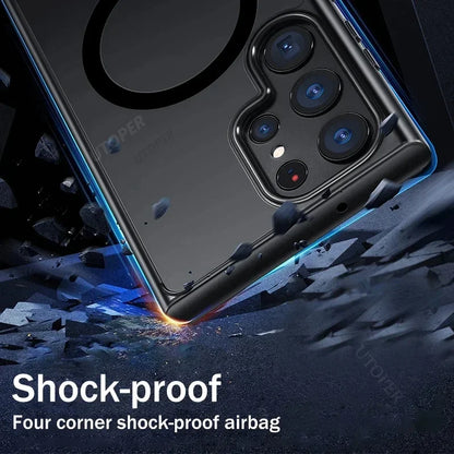 Magnetic Matte Translucent Armor Shockproof Case For Samsung Galaxy S25 S24 S23 S22 Ultra Plus S20 S21 FE Magsafe Charge Cover