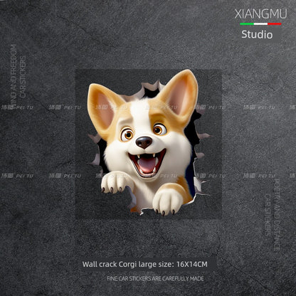 3D Cat Tiger Wall Crack Block Waterproof Car Sticker