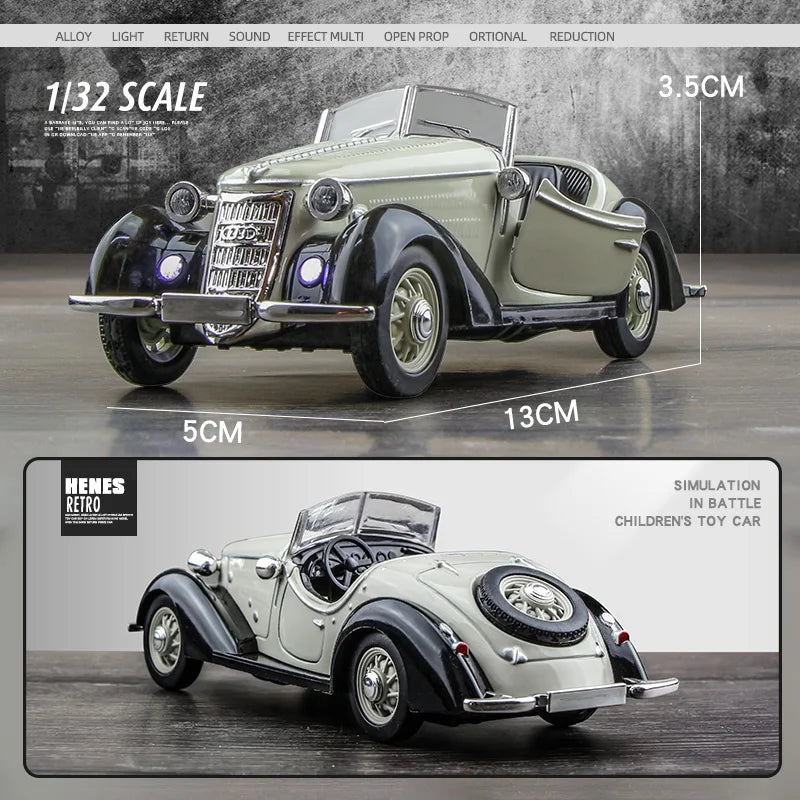 1:32 AUDI WANDERER W25K Classic Alloy Open Car Model Diecasts Metal Toy