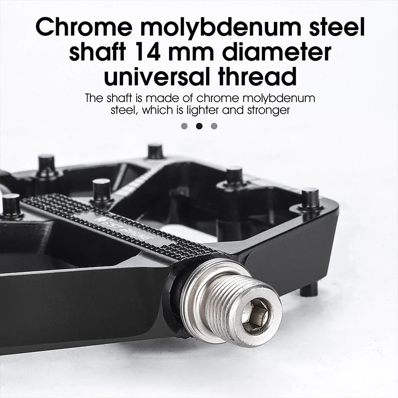 WEST BIKING Bicycle Pedal DU/ 3 Bearing Sealed MTB Mountain Road Bike Widened Pedals Anti-slip Aluminum Alloy Pedal Cycling Part
