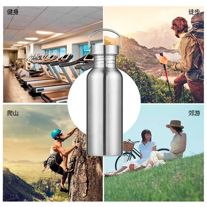 500/750/1000ml Stainless Steel Water Bottles – Single Wall Large Capacity with Lid