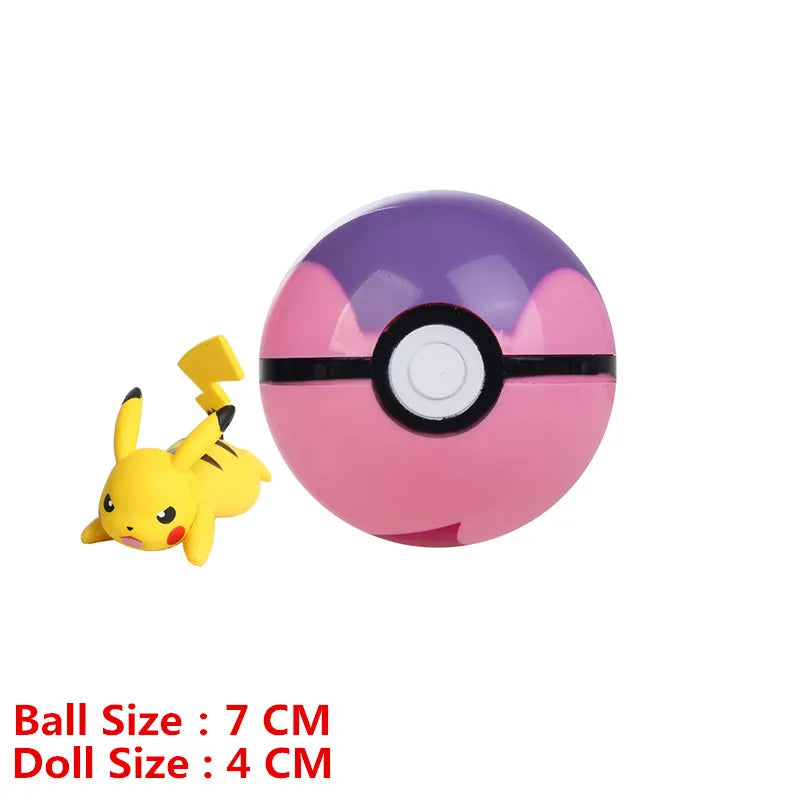 Pokemon Pokeball With Cartoons Movie Anime Figure Pikachu Charmander Eevee Squirtle Vulpix Quality Pet Action Model Toys Gifts